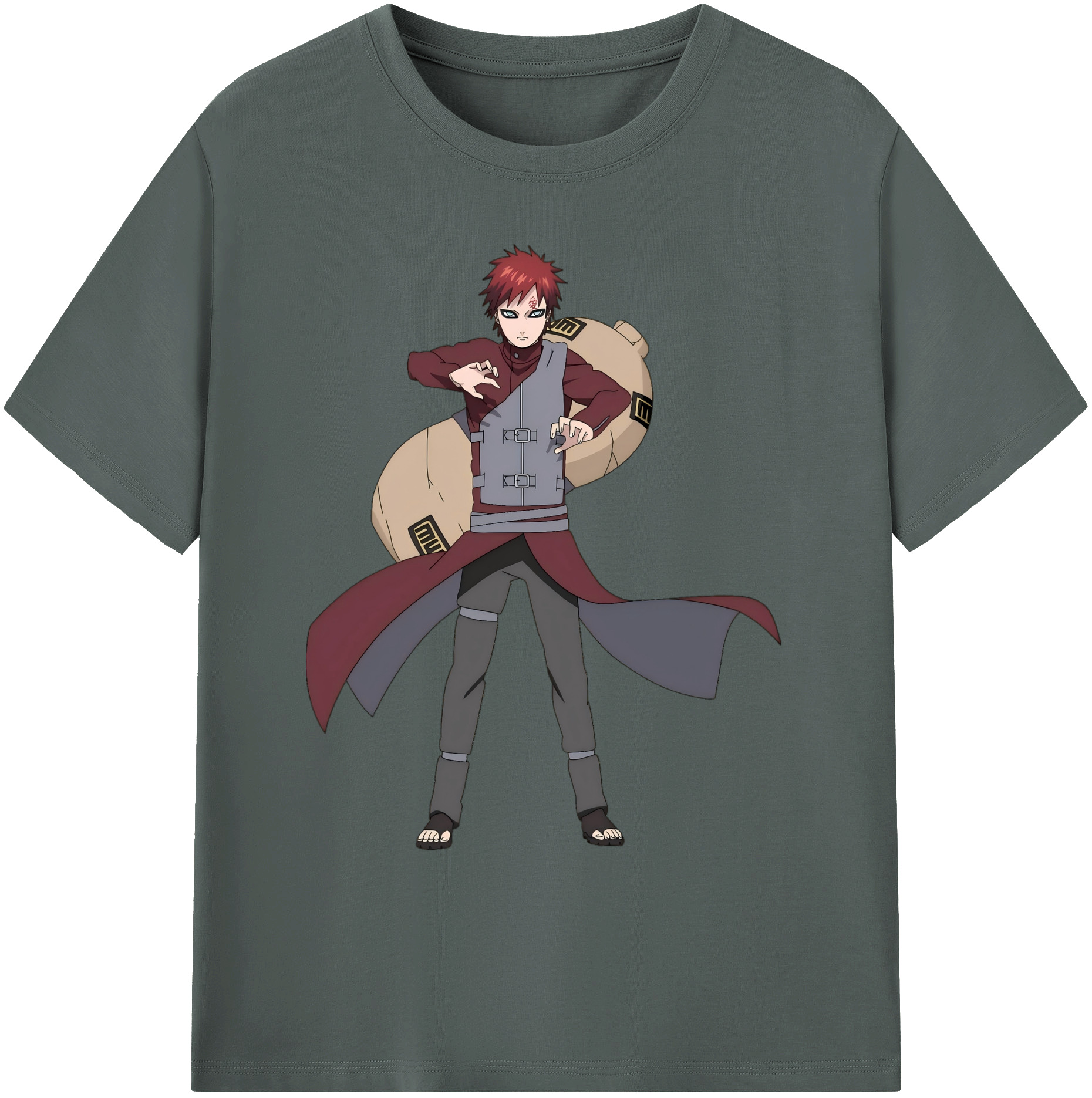 （画像用） NARUTO -ナルト- ガアラ Gaara 綿100％ メンズ半袖Tシャツ｜肌触りやわらか＆通気性